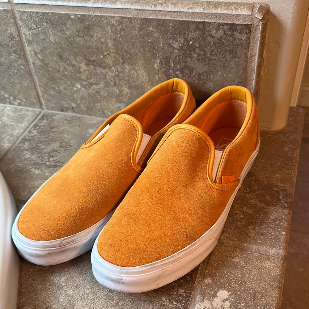 Vans Orange Suede Slip-On Shoes